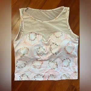 Kortni Jeane women’s swimsuit top. Light pink kiwi design. Size XL.
